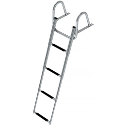 Трап телескопический с поручнем 4 черных ступени 350 мм (040109BT)